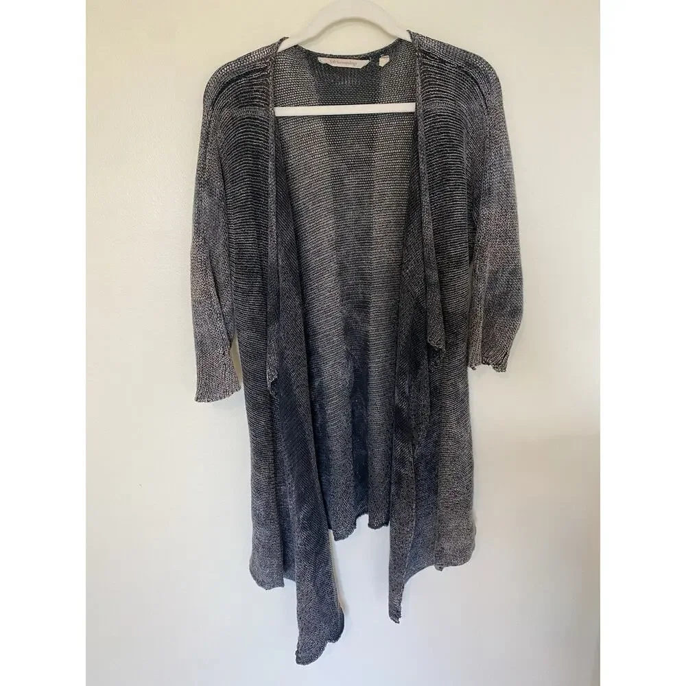 Soft Surroundings Cardigan PS/PM Gray Open Front Open Knit‎ Artsy Boho Lagenlook